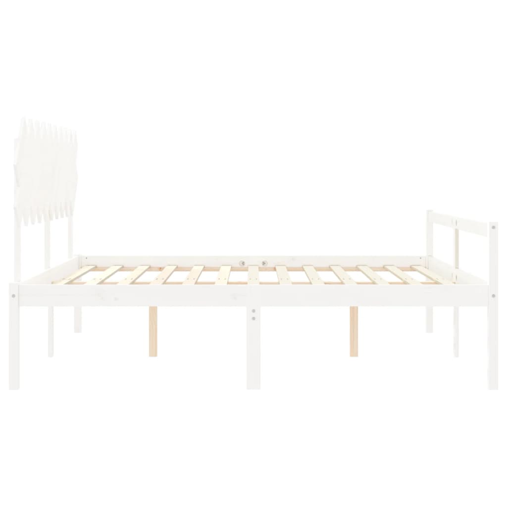 Lit pour personne âgée sans matelas blanc 200x200cm bois massif - XIOS