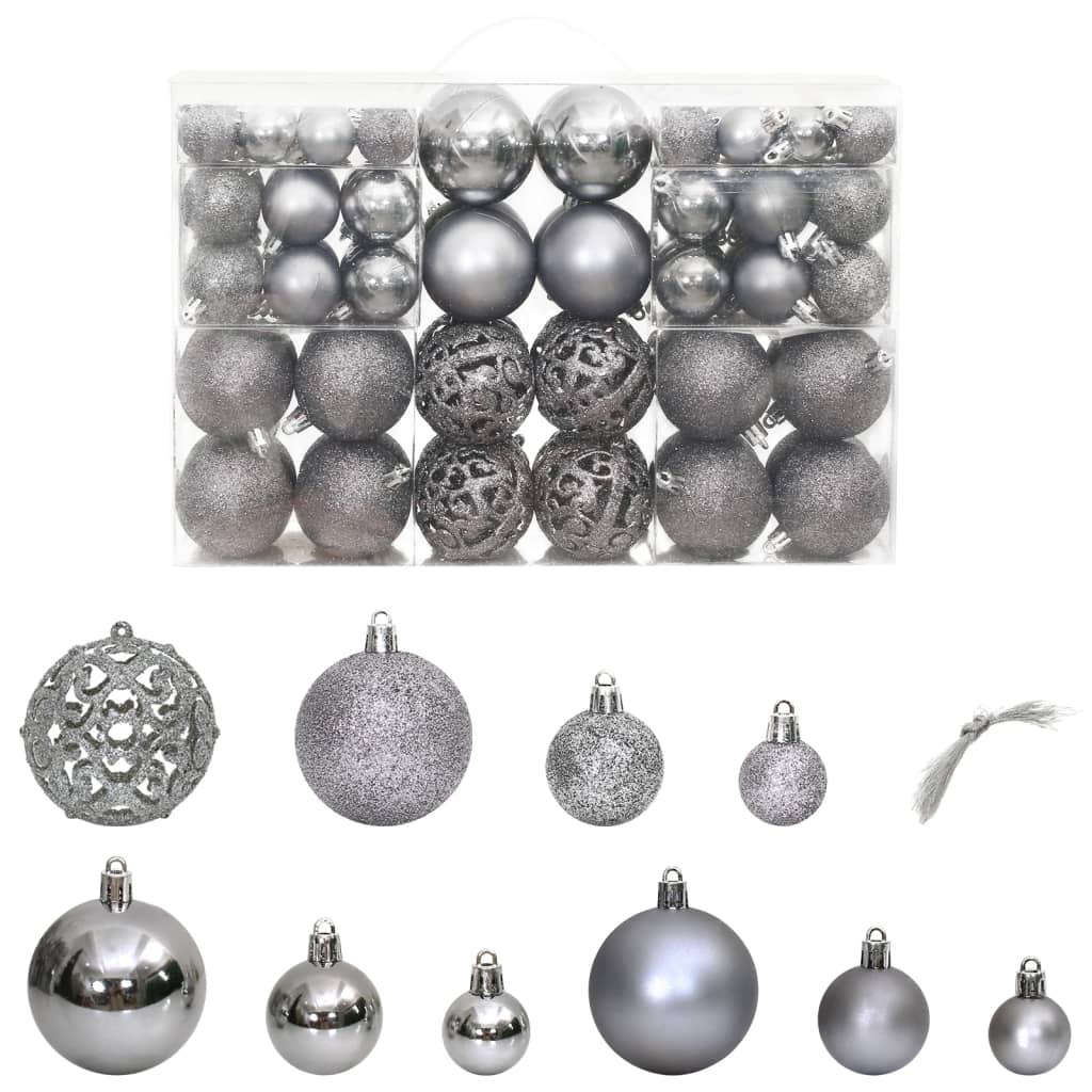 Boules de Noël 100 pcs gris 3 / 4 / 6 cm - XIOS