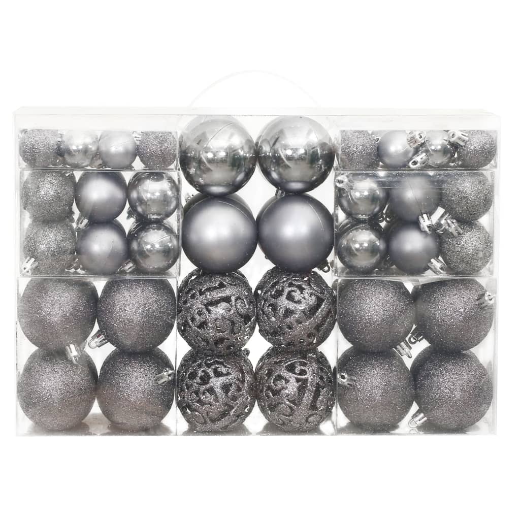 Boules de Noël 100 pcs gris 3 / 4 / 6 cm - XIOS