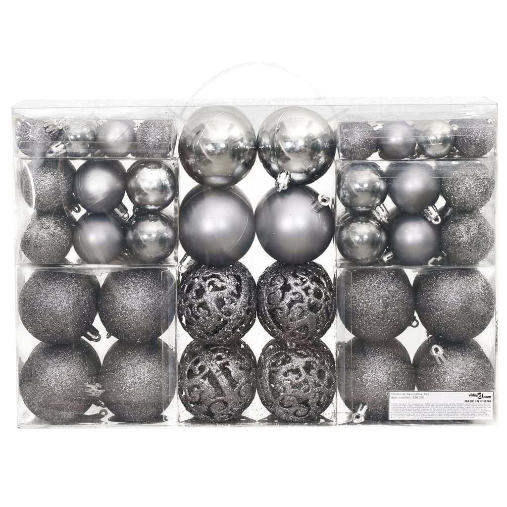 Boules de Noël 100 pcs gris 3 / 4 / 6 cm - XIOS