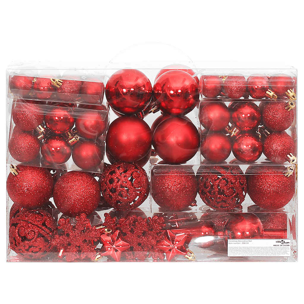 Ensemble de boules de Noël 111 pièces rouge polystyrène - XIOS