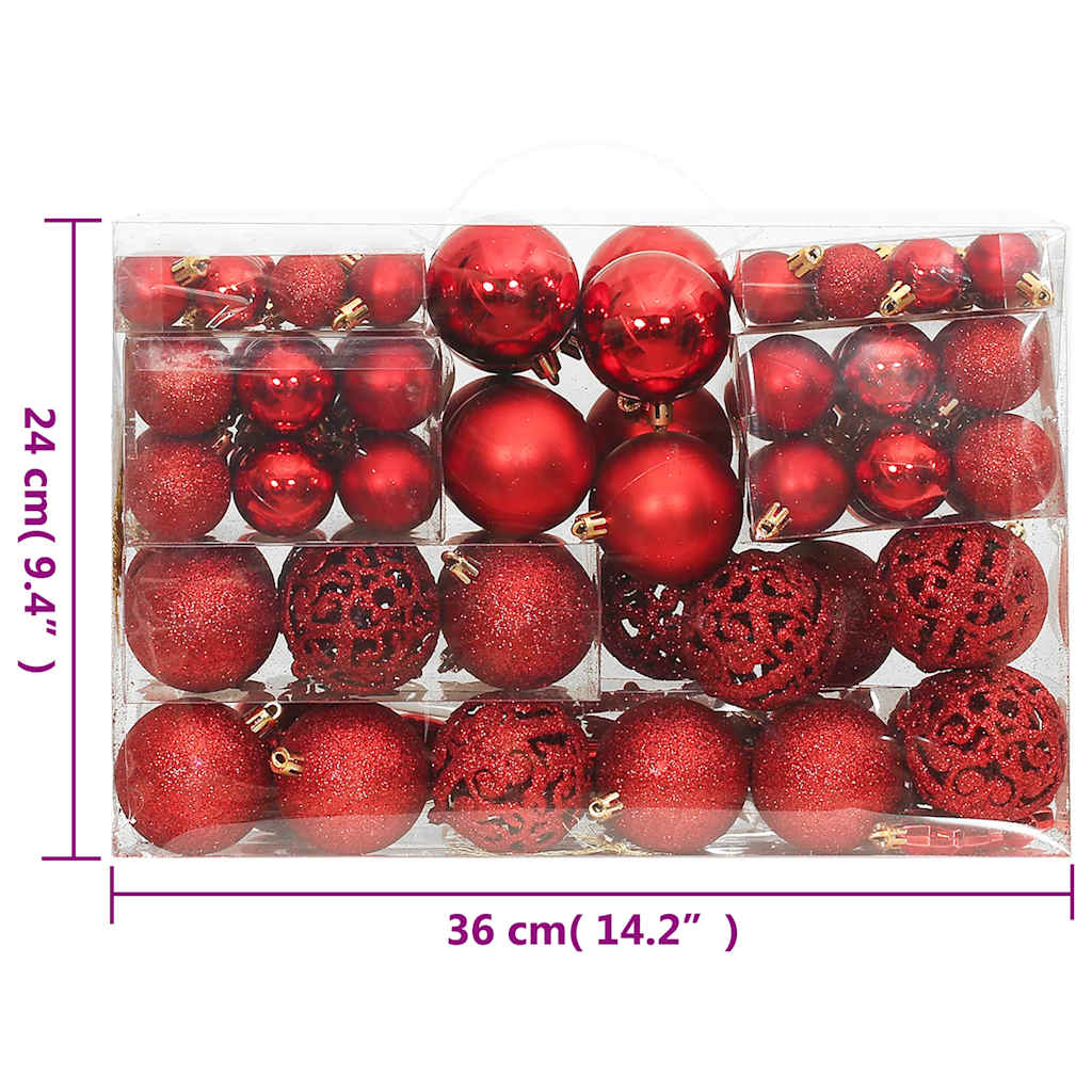Ensemble de boules de Noël 111 pièces rouge polystyrène - XIOS