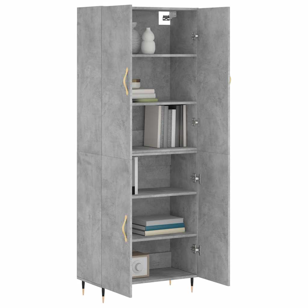 Buffet haut Gris béton 69,5x34x180 cm Bois d'ingénierie - XIOS