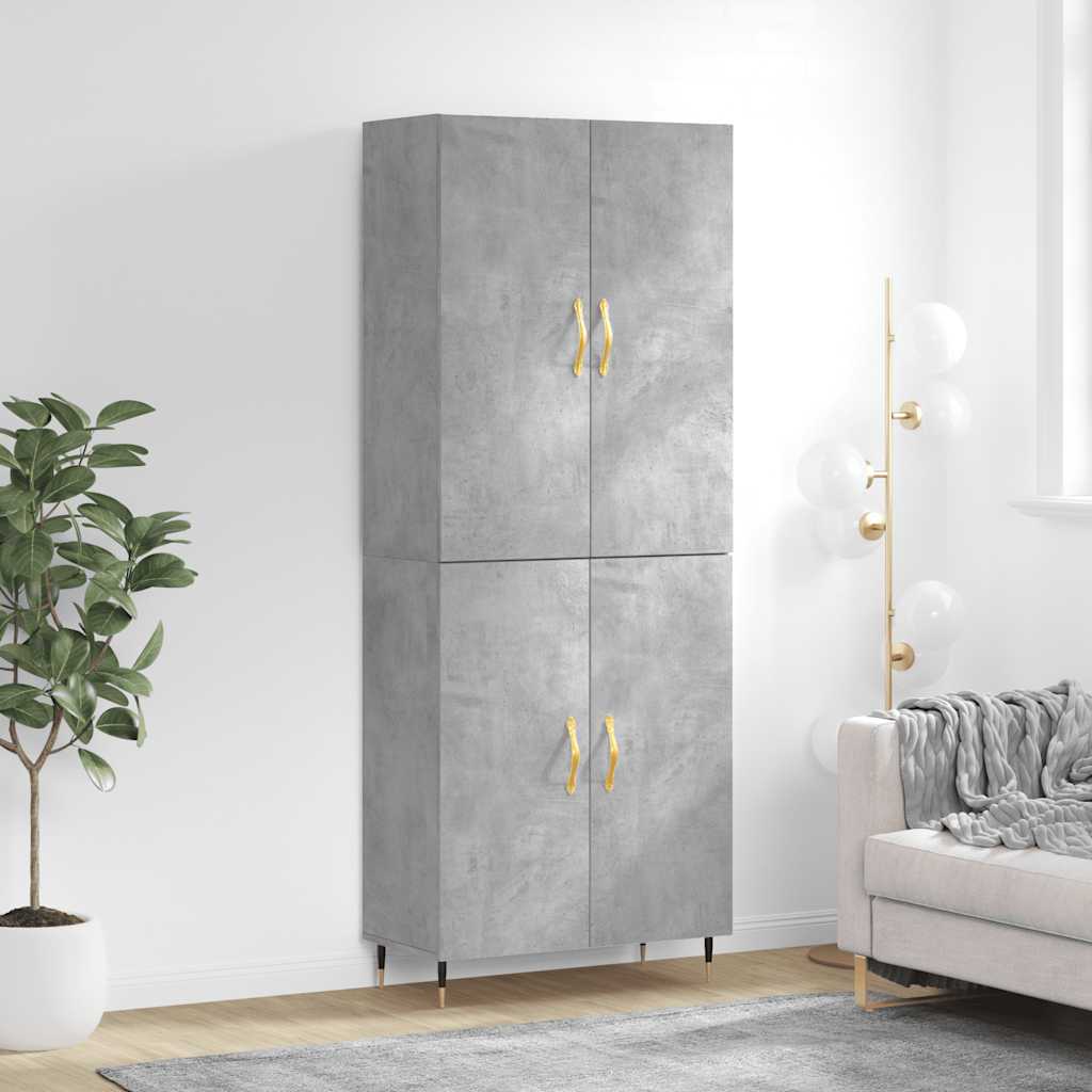 Buffet haut Gris béton 69,5x34x180 cm Bois d'ingénierie - XIOS