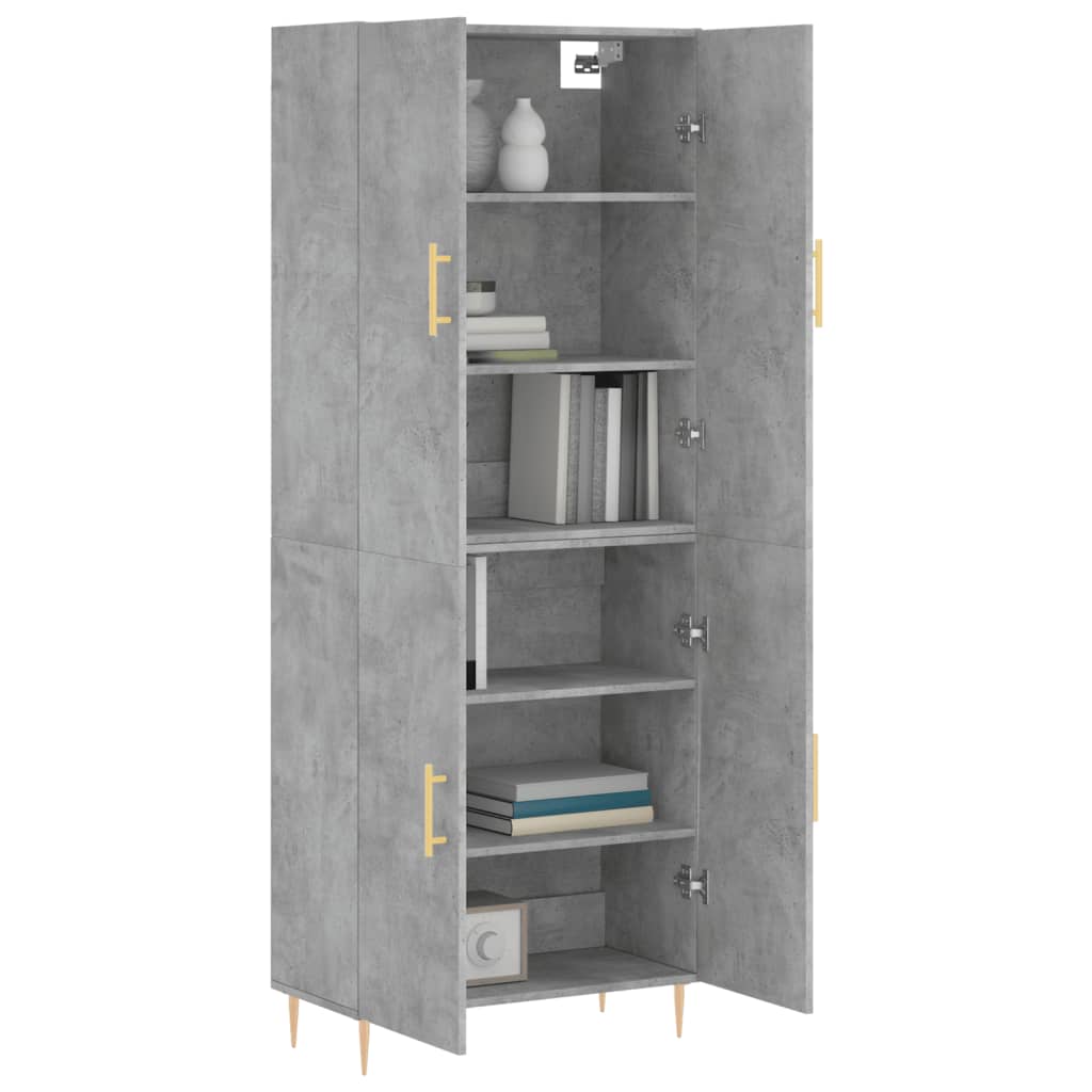 Buffet haut Gris béton 69,5x34x180 cm Bois d'ingénierie - XIOS