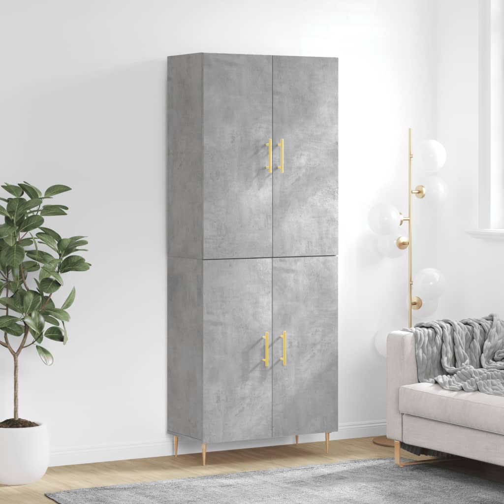 Buffet haut Gris béton 69,5x34x180 cm Bois d'ingénierie - XIOS