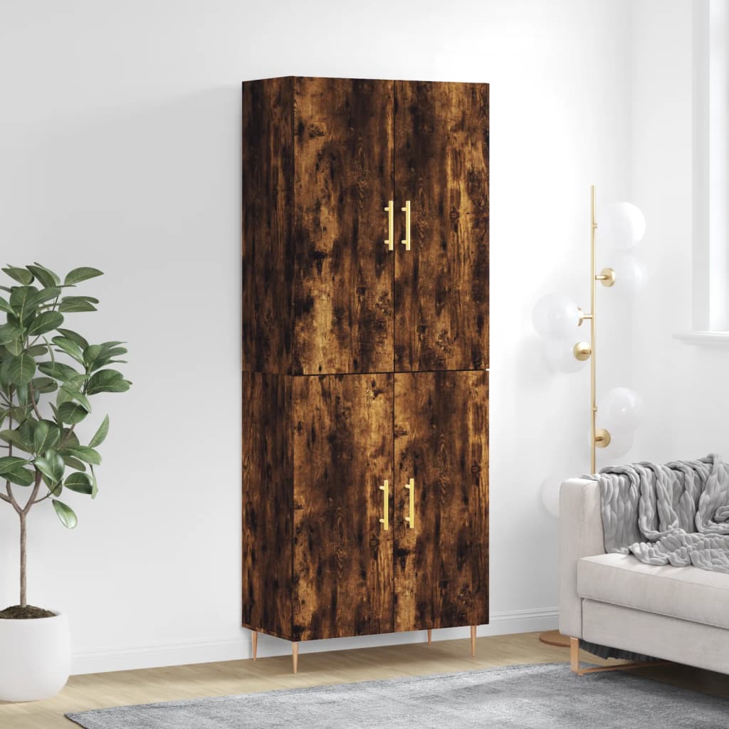 Buffet haut Chêne fumé 69,5x34x180 cm Bois d'ingénierie - XIOS