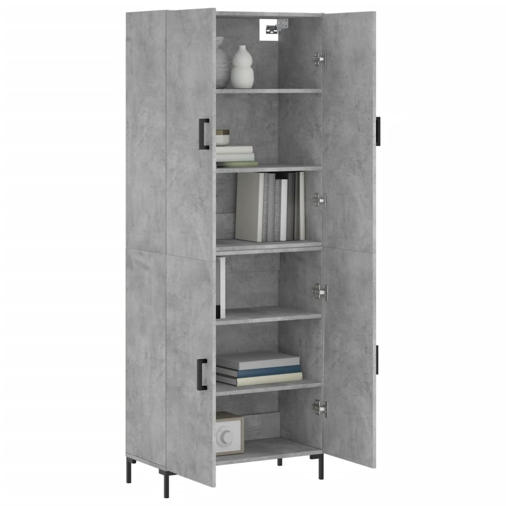 Buffet haut Gris béton 69,5x34x180 cm Bois d'ingénierie - XIOS