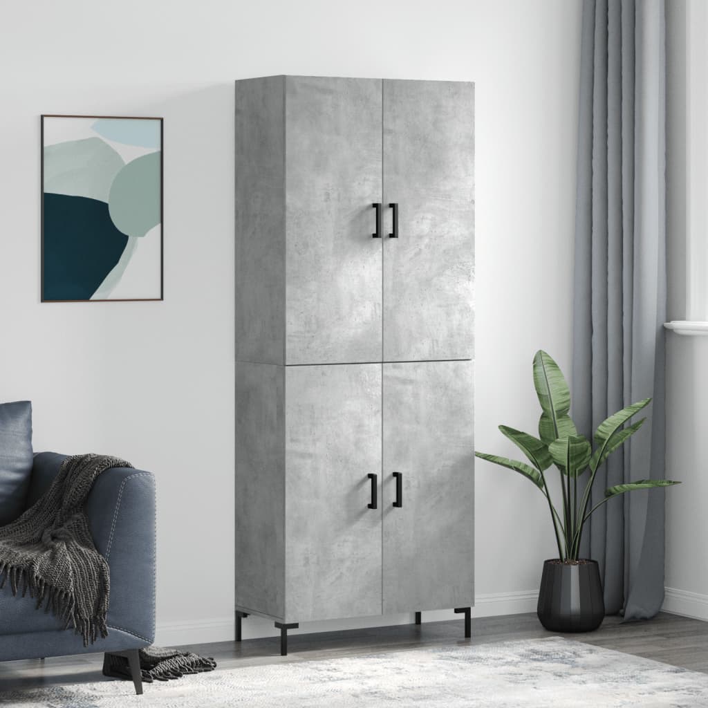 Buffet haut Gris béton 69,5x34x180 cm Bois d'ingénierie - XIOS