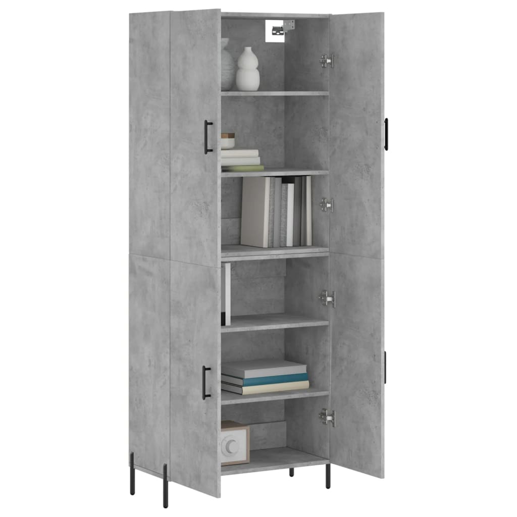 Buffet haut Gris béton 69,5x34x180 cm Bois d'ingénierie - XIOS