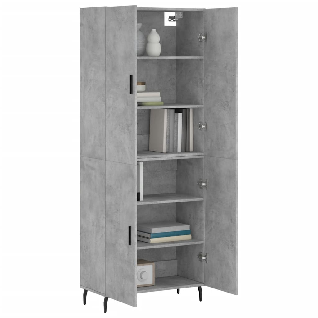 Buffet haut Gris béton 69,5x34x180 cm Bois d'ingénierie - XIOS