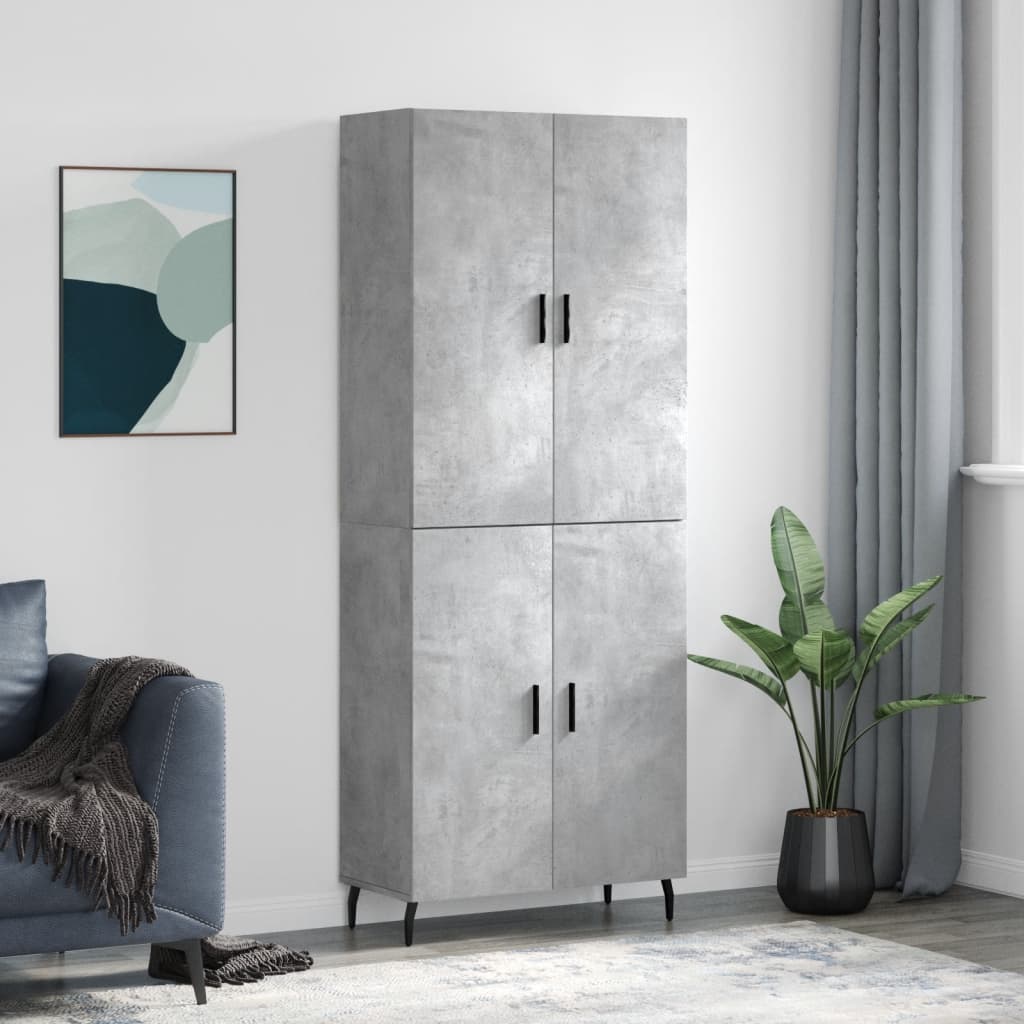 Buffet haut Gris béton 69,5x34x180 cm Bois d'ingénierie - XIOS