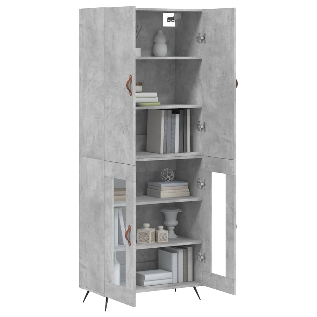 Buffet haut Gris béton 69,5x34x180 cm Bois d'ingénierie - XIOS
