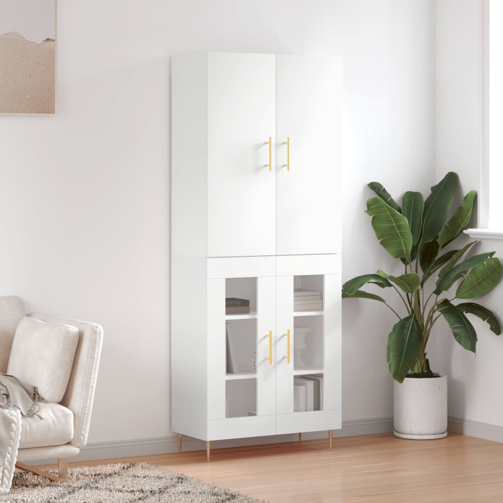 Buffet haut Blanc 69,5x34x180 cm Bois d'ingénierie - XIOS