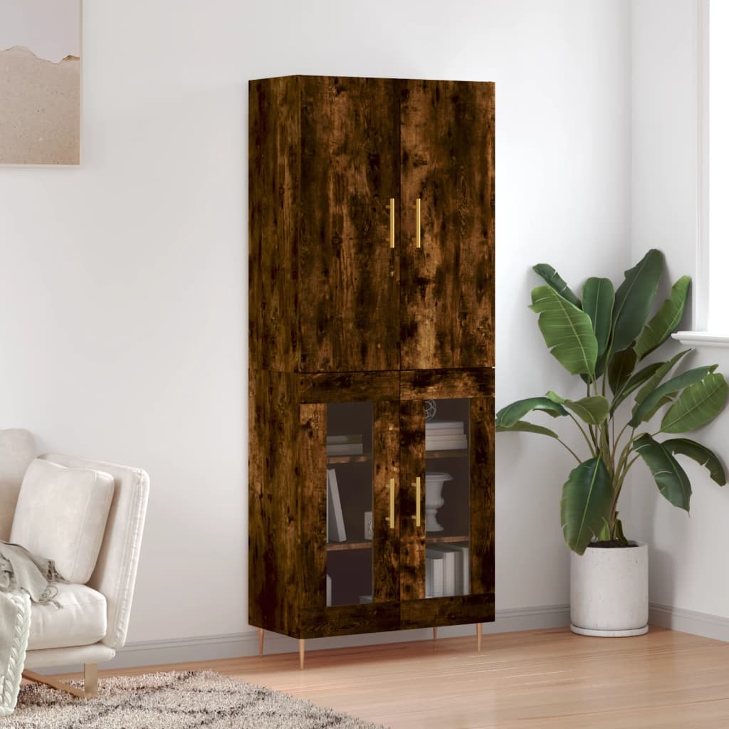 Buffet haut Chêne fumé 69,5x34x180 cm Bois d'ingénierie - XIOS