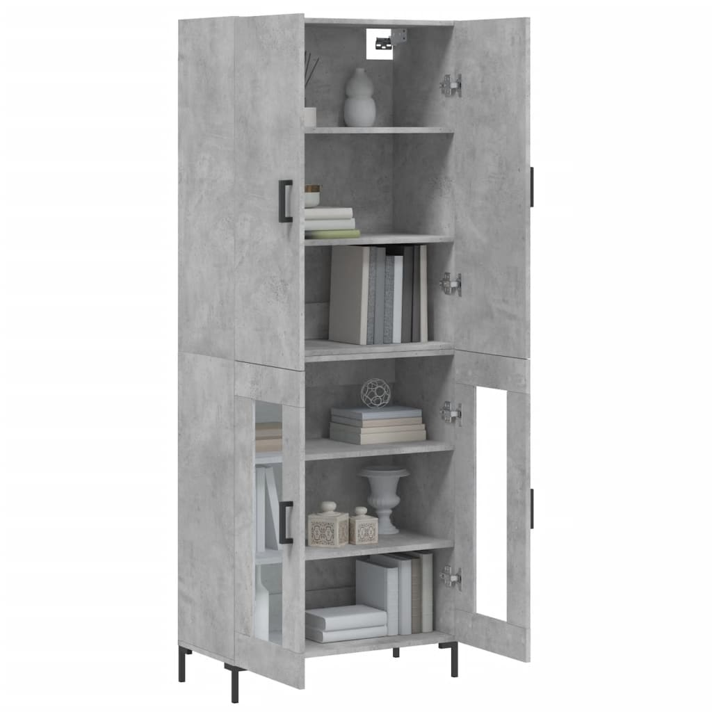 Buffet haut Gris béton 69,5x34x180 cm Bois d'ingénierie - XIOS