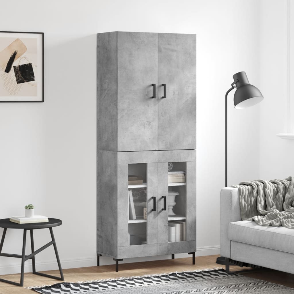 Buffet haut Gris béton 69,5x34x180 cm Bois d'ingénierie - XIOS