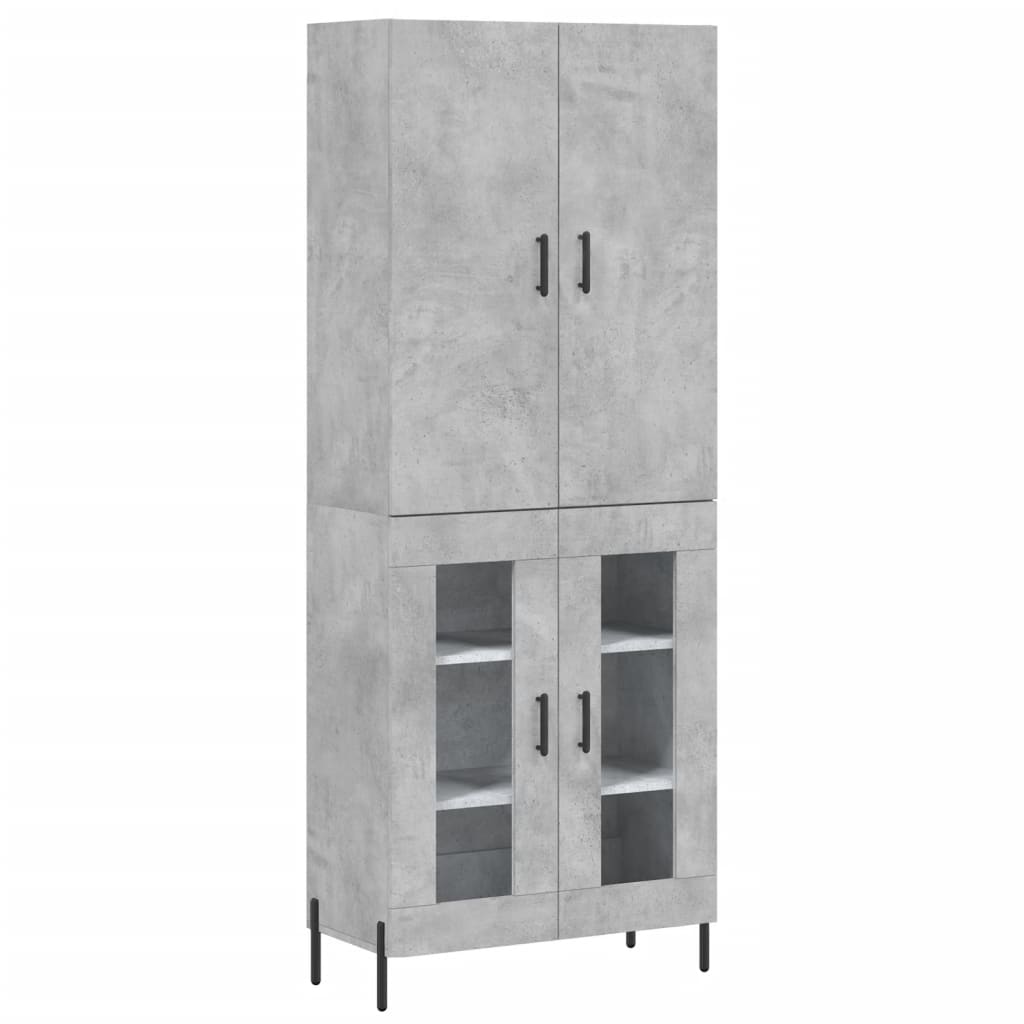 Buffet haut Gris béton 69,5x34x180 cm Bois d'ingénierie - XIOS