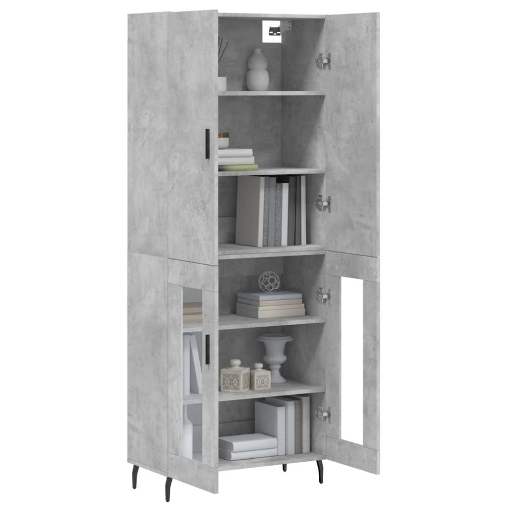 Buffet haut Gris béton 69,5x34x180 cm Bois d'ingénierie - XIOS