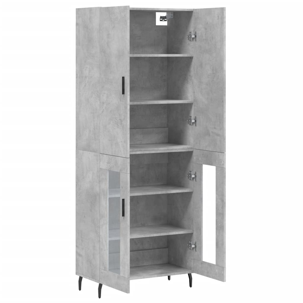 Buffet haut Gris béton 69,5x34x180 cm Bois d'ingénierie - XIOS