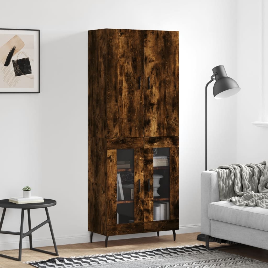 Buffet haut Chêne fumé 69,5x34x180 cm Bois d'ingénierie - XIOS