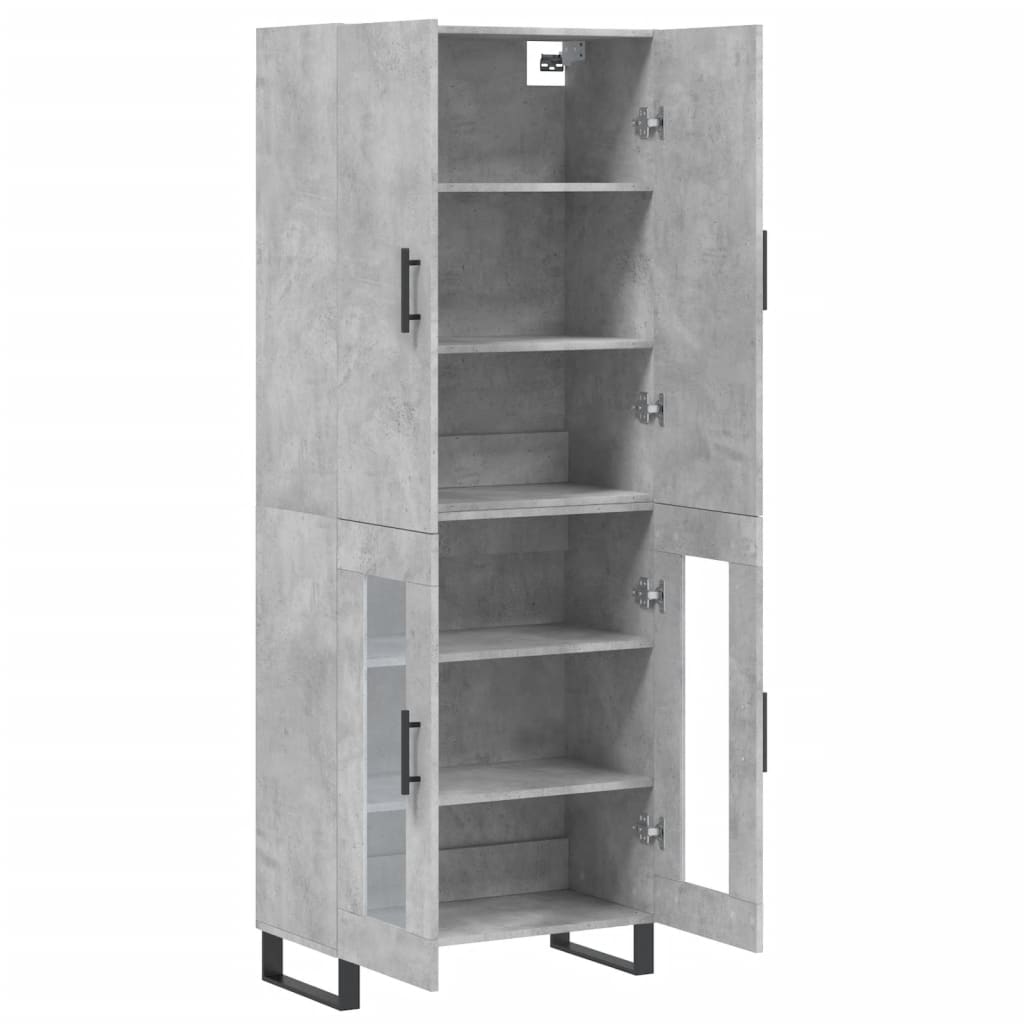 Buffet haut Gris béton 69,5x34x180 cm Bois d'ingénierie - XIOS