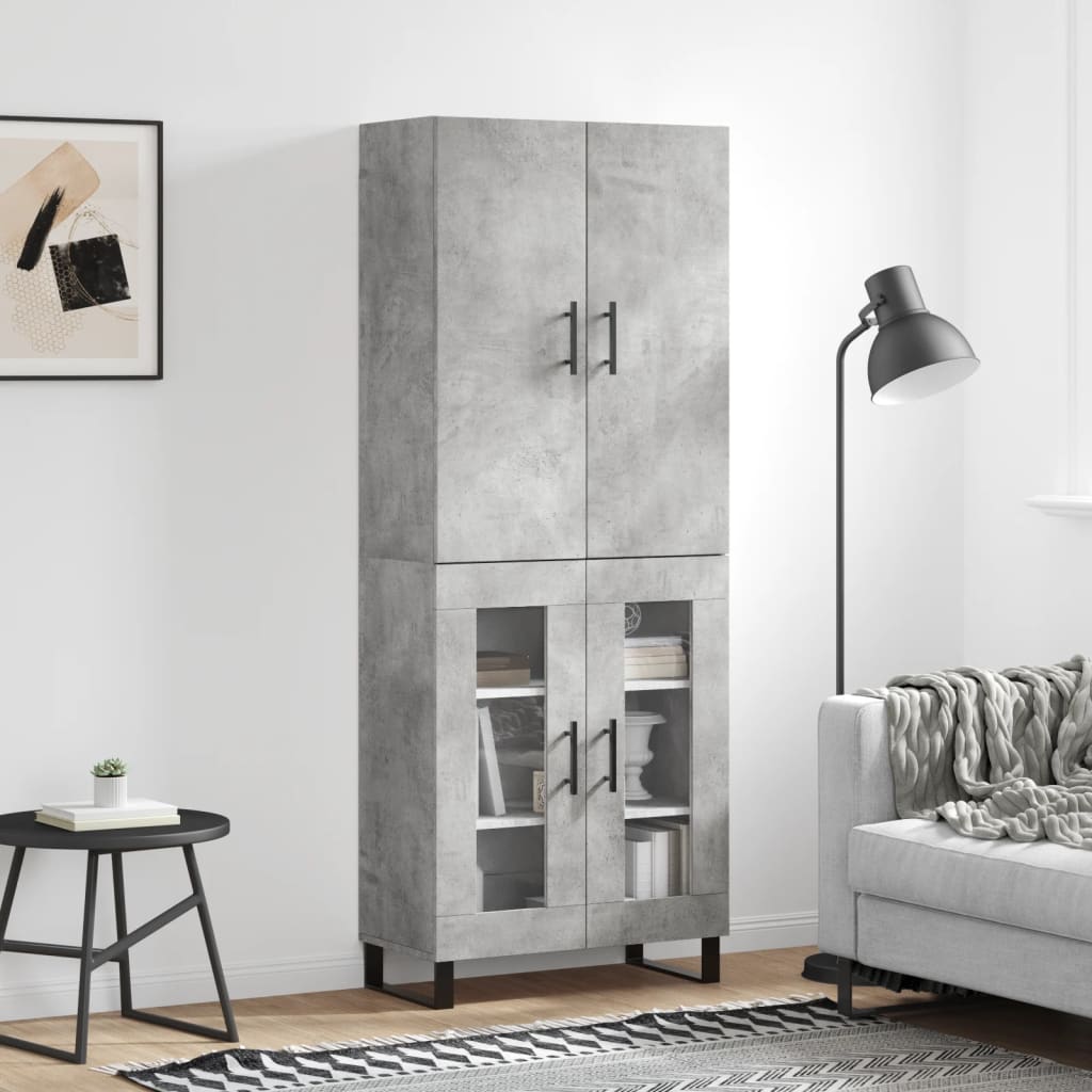 Buffet haut Gris béton 69,5x34x180 cm Bois d'ingénierie - XIOS