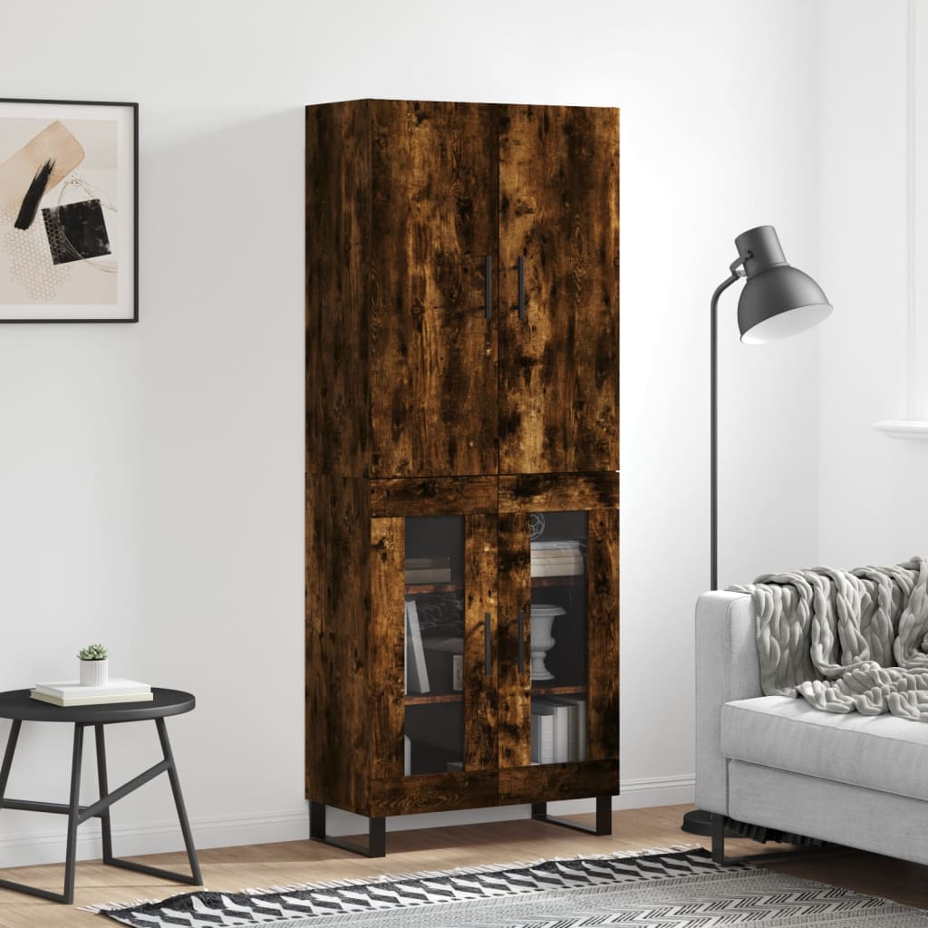 Buffet haut Chêne fumé 69,5x34x180 cm Bois d'ingénierie - XIOS