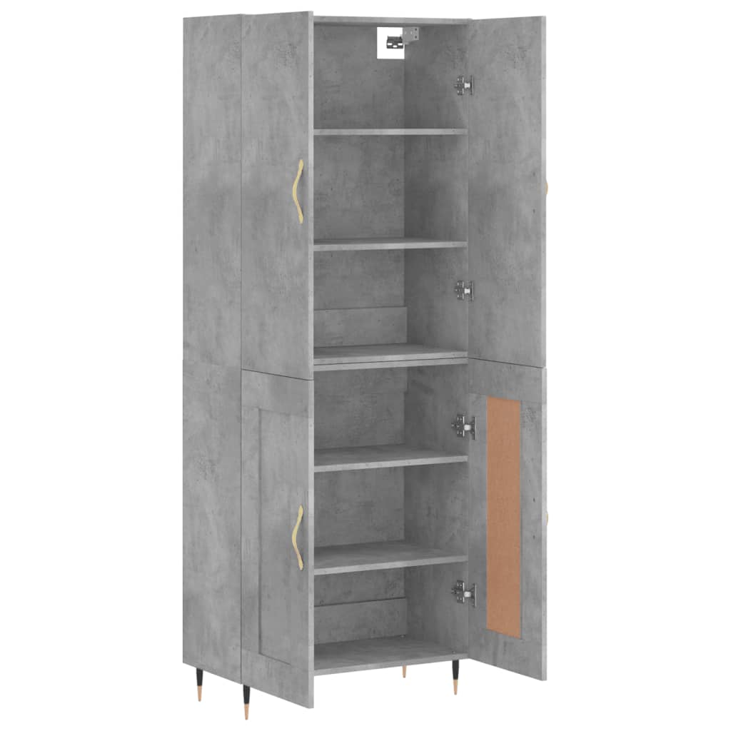 Buffet haut Gris béton 69,5x34x180 cm Bois d'ingénierie - XIOS