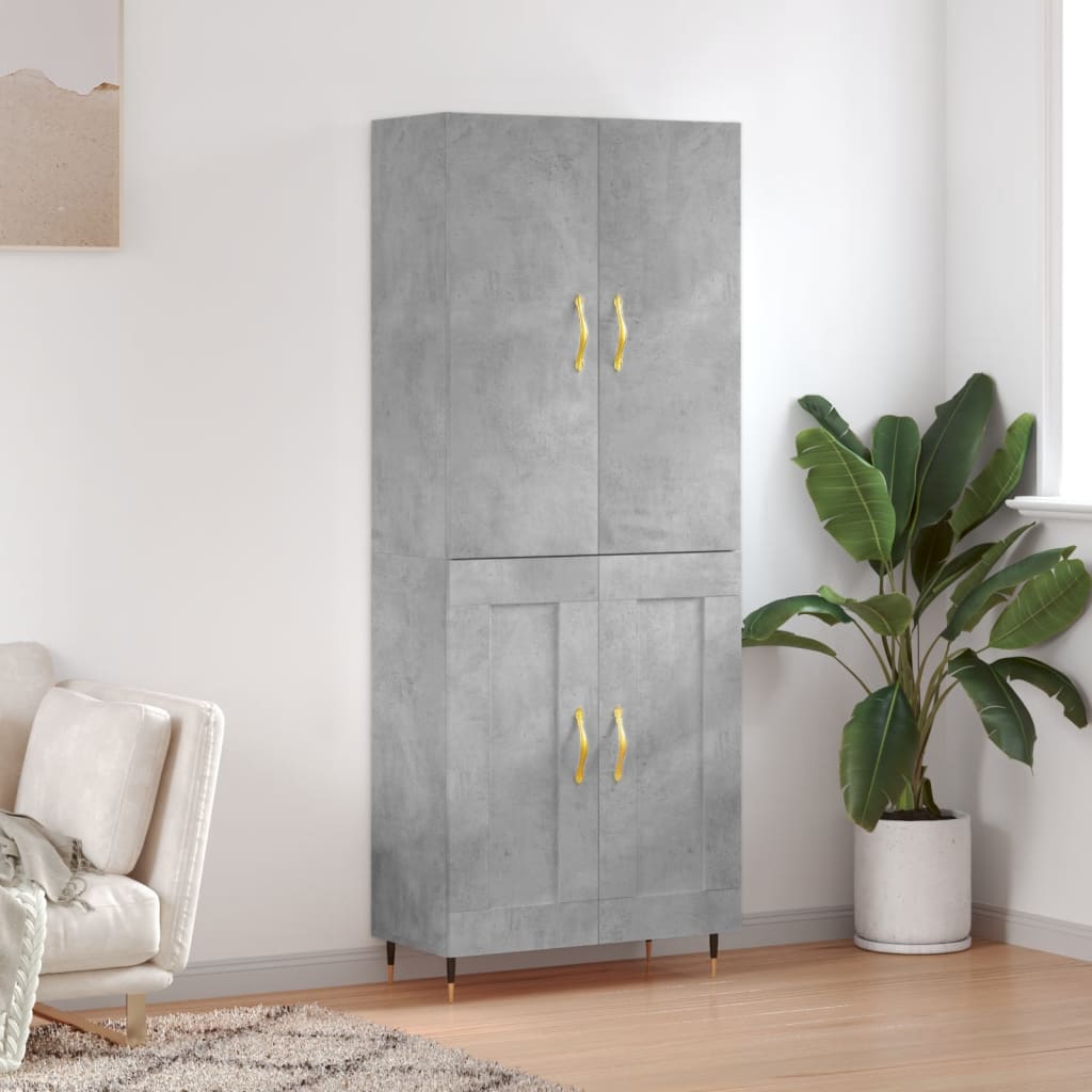 Buffet haut Gris béton 69,5x34x180 cm Bois d'ingénierie - XIOS