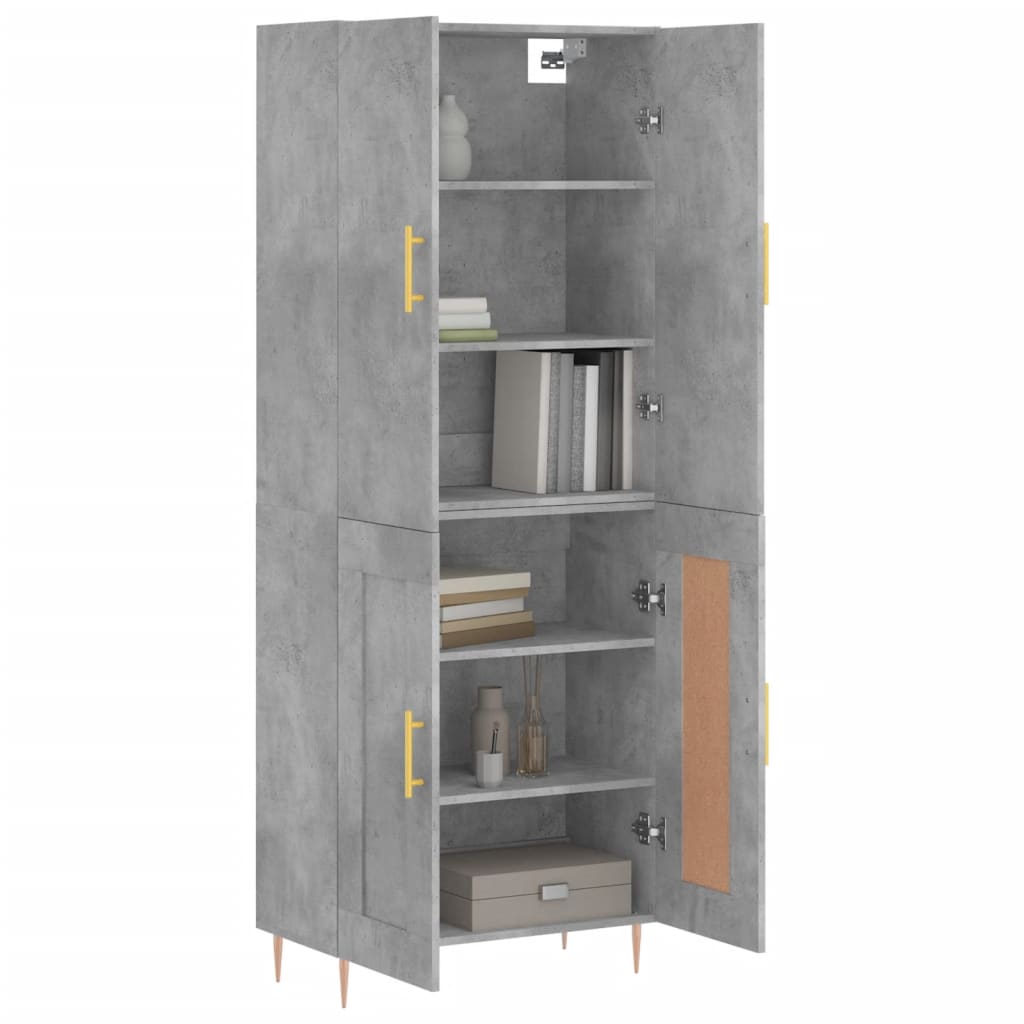 Buffet haut Gris béton 69,5x34x180 cm Bois d'ingénierie - XIOS