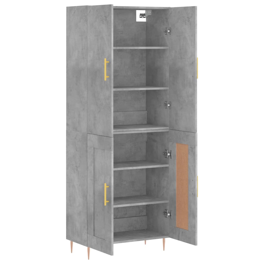 Buffet haut Gris béton 69,5x34x180 cm Bois d'ingénierie - XIOS