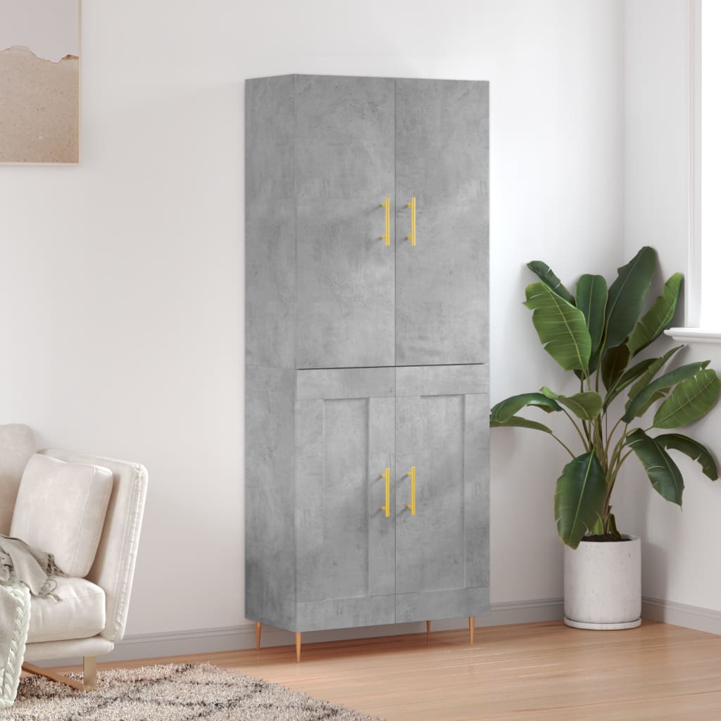 Buffet haut Gris béton 69,5x34x180 cm Bois d'ingénierie - XIOS