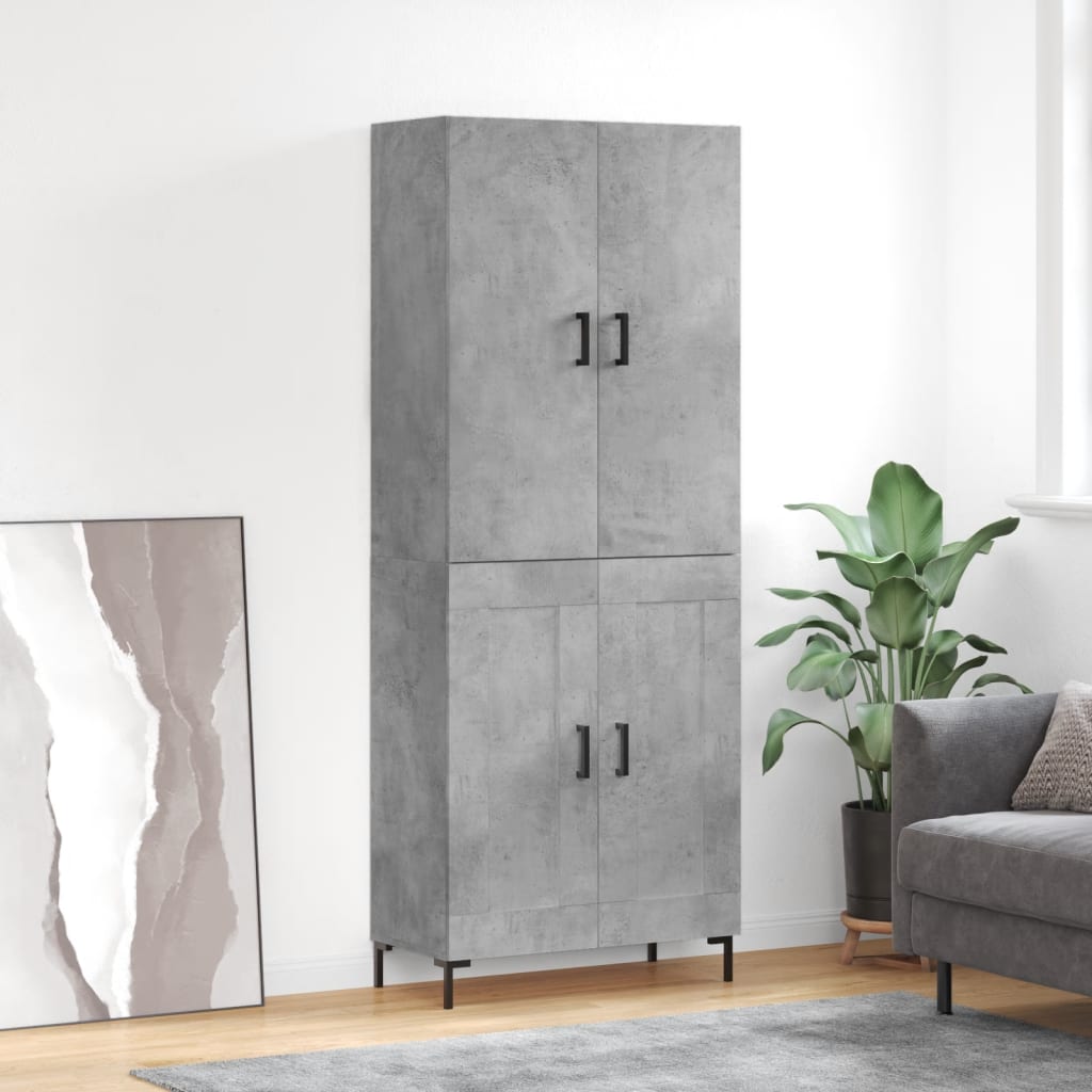 Buffet haut Gris béton 69,5x34x180 cm Bois d'ingénierie - XIOS
