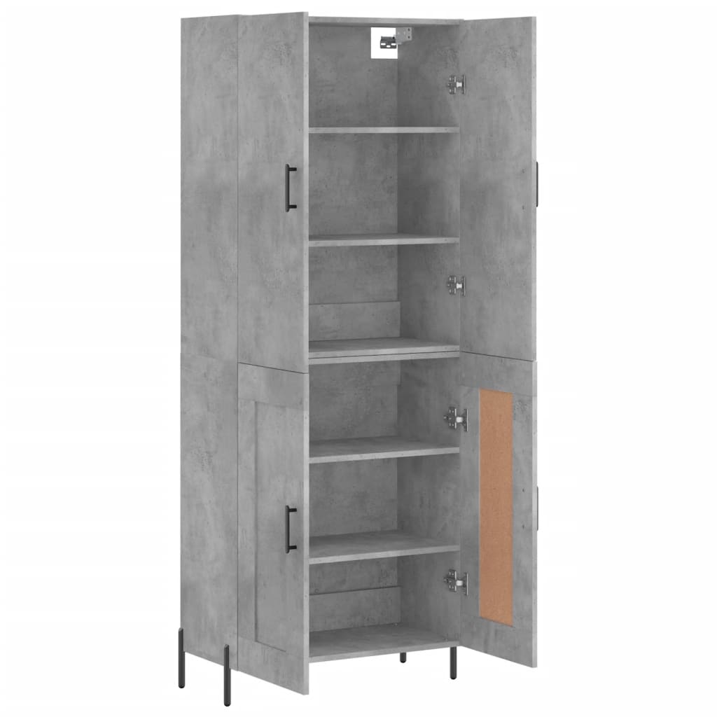 Buffet haut Gris béton 69,5x34x180 cm Bois d'ingénierie - XIOS