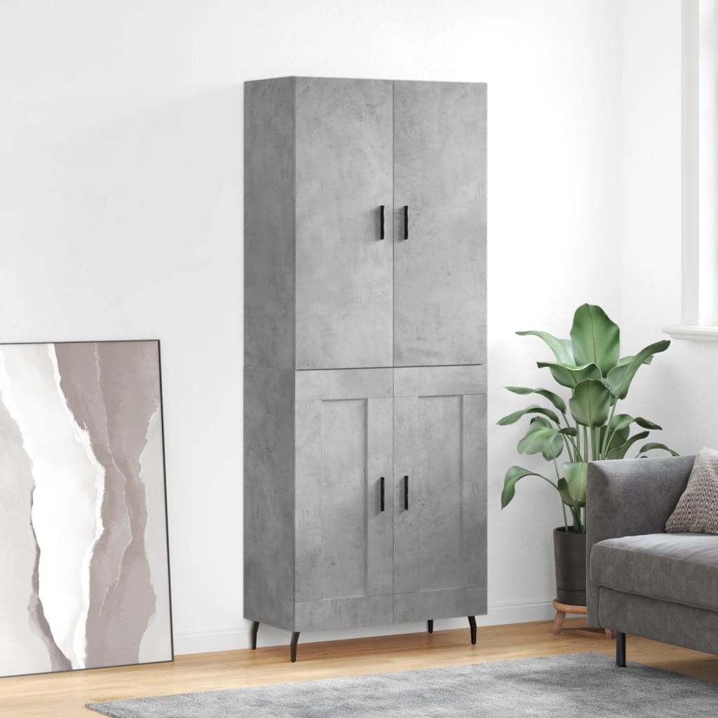 Buffet haut Gris béton 69,5x34x180 cm Bois d'ingénierie - XIOS