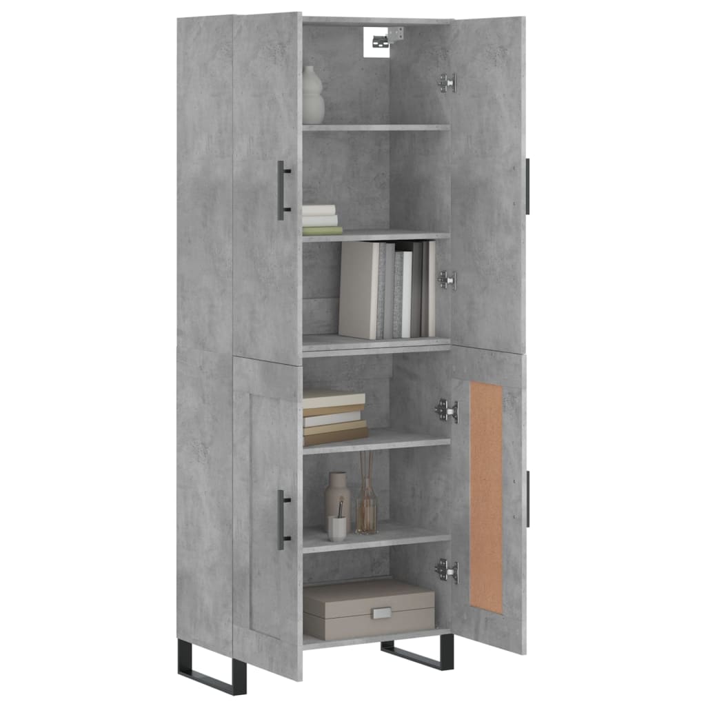 Buffet haut Gris béton 69,5x34x180 cm Bois d'ingénierie - XIOS