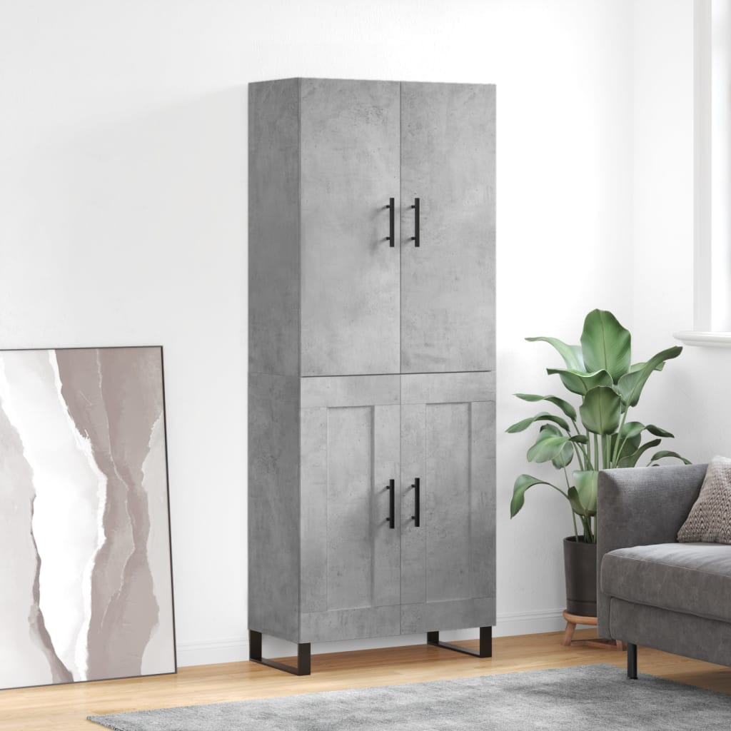 Buffet haut Gris béton 69,5x34x180 cm Bois d'ingénierie - XIOS