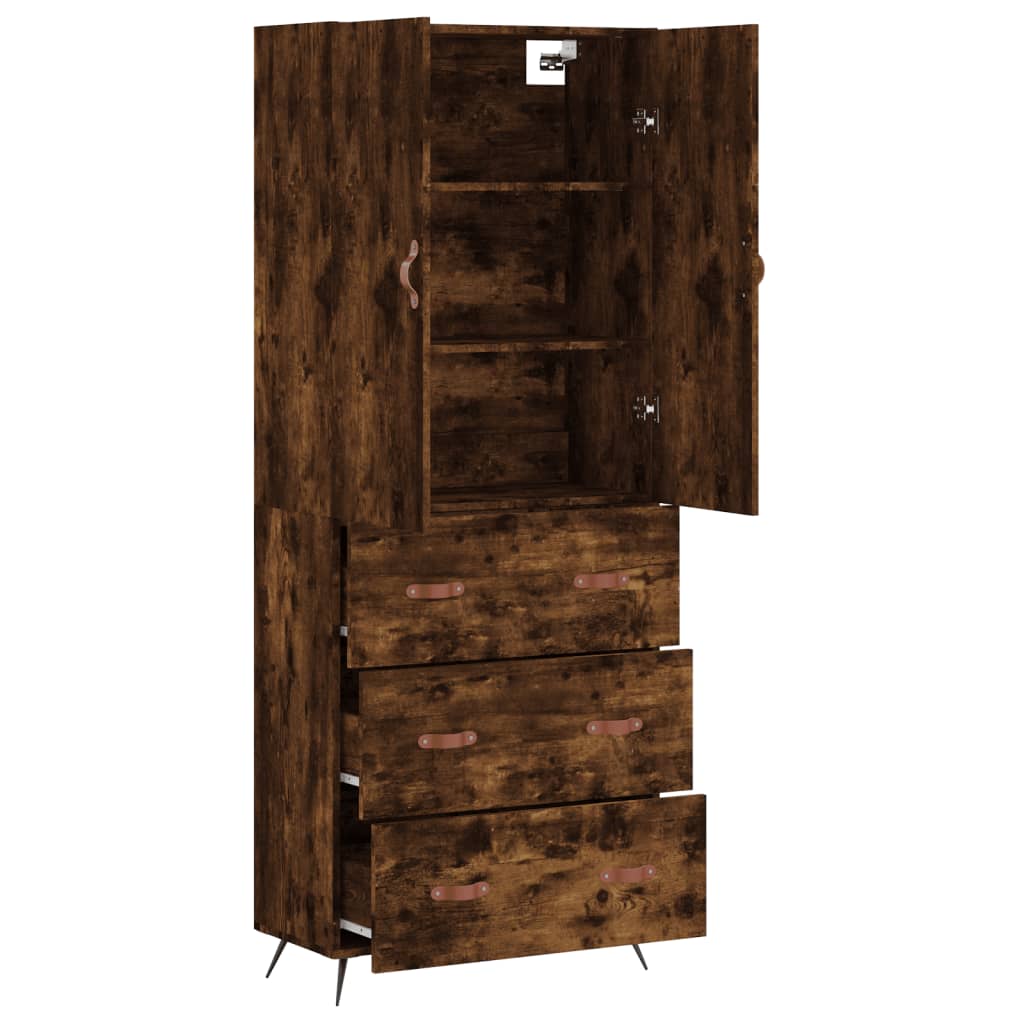 Buffet haut Chêne fumé 69,5x34x180 cm Bois d'ingénierie - XIOS