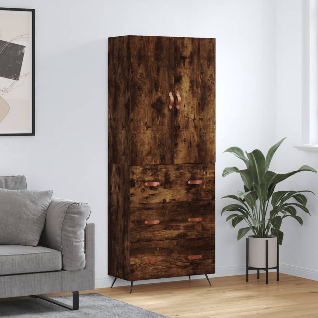Buffet haut Chêne fumé 69,5x34x180 cm Bois d'ingénierie - XIOS