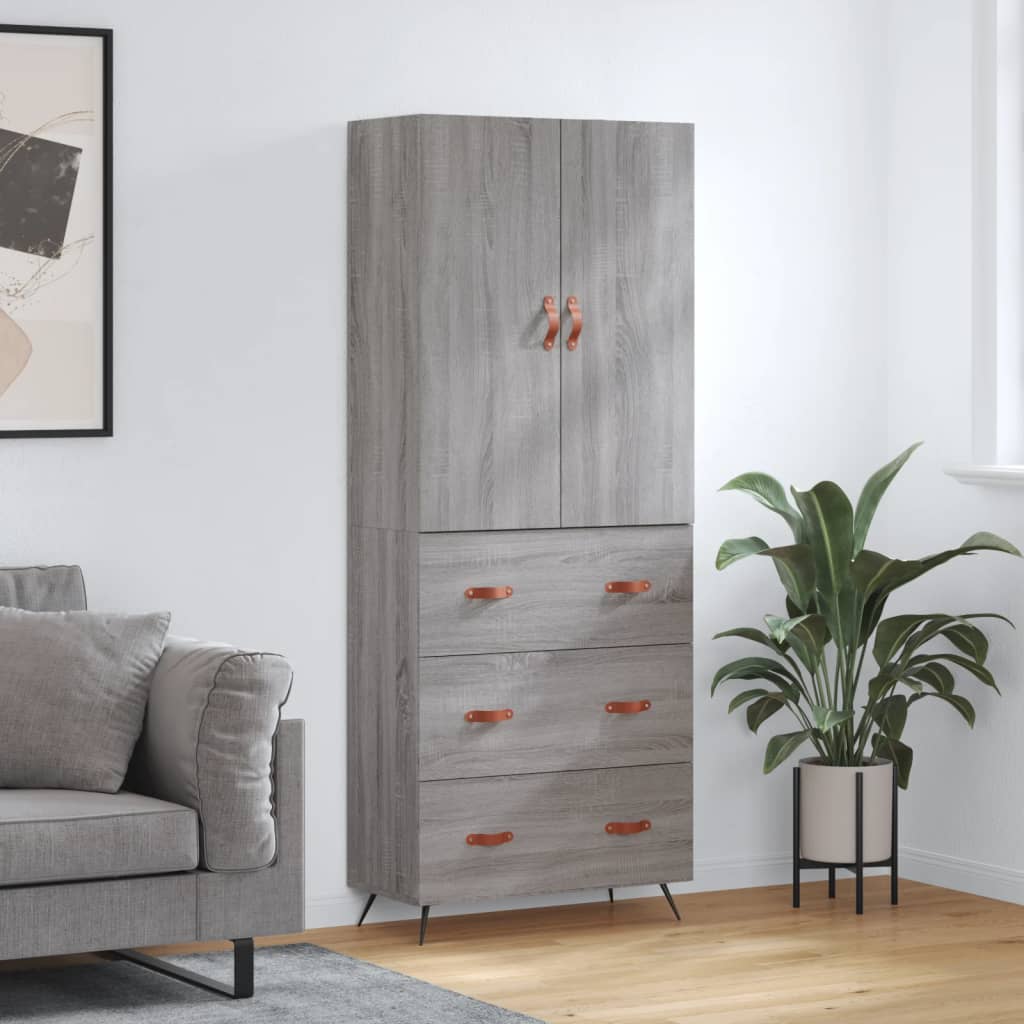 Buffet haut Sonoma gris 69,5x34x180 cm Bois d'ingénierie - XIOS