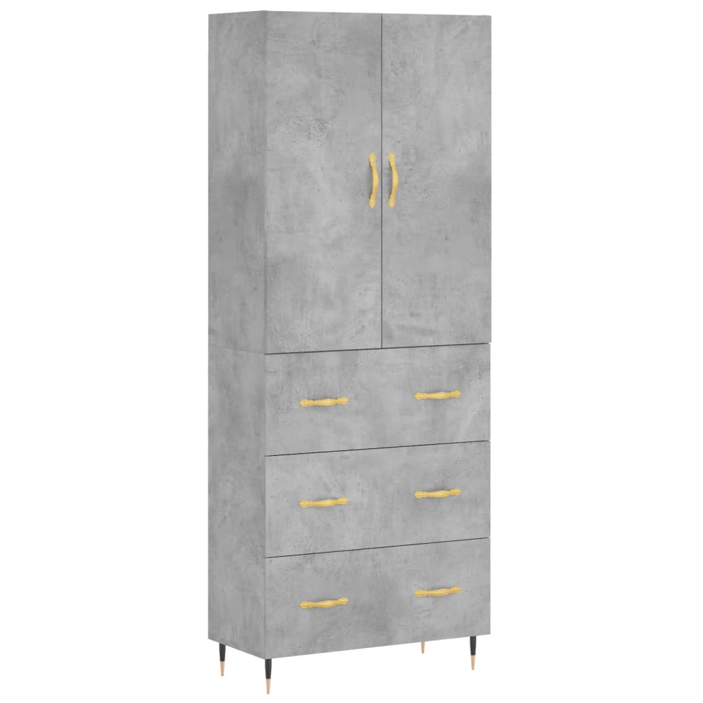 Buffet haut Gris béton 69,5x34x180 cm Bois d'ingénierie - XIOS