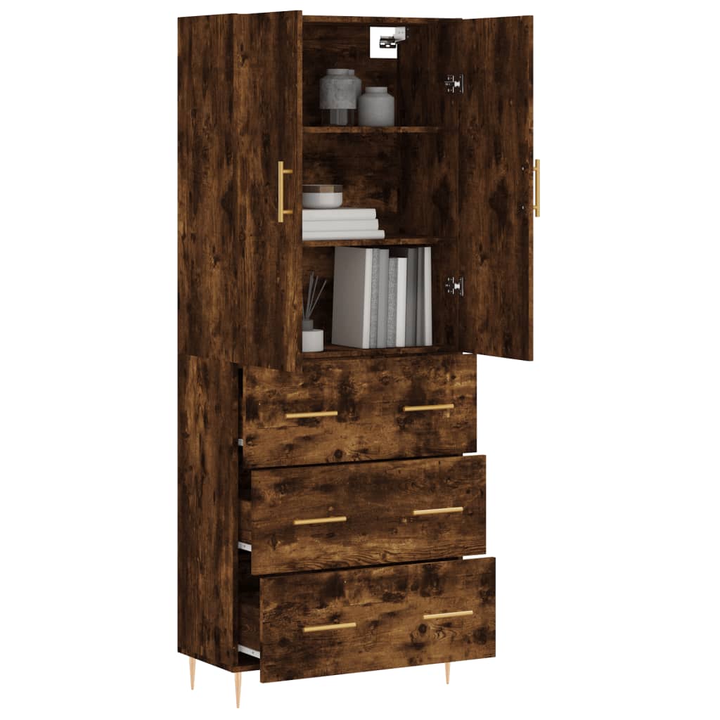 Buffet haut Chêne fumé 69,5x34x180 cm Bois d'ingénierie - XIOS