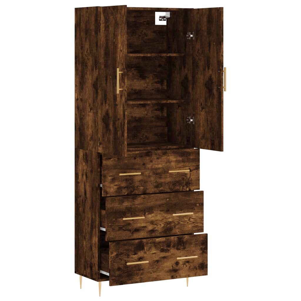 Buffet haut Chêne fumé 69,5x34x180 cm Bois d'ingénierie - XIOS