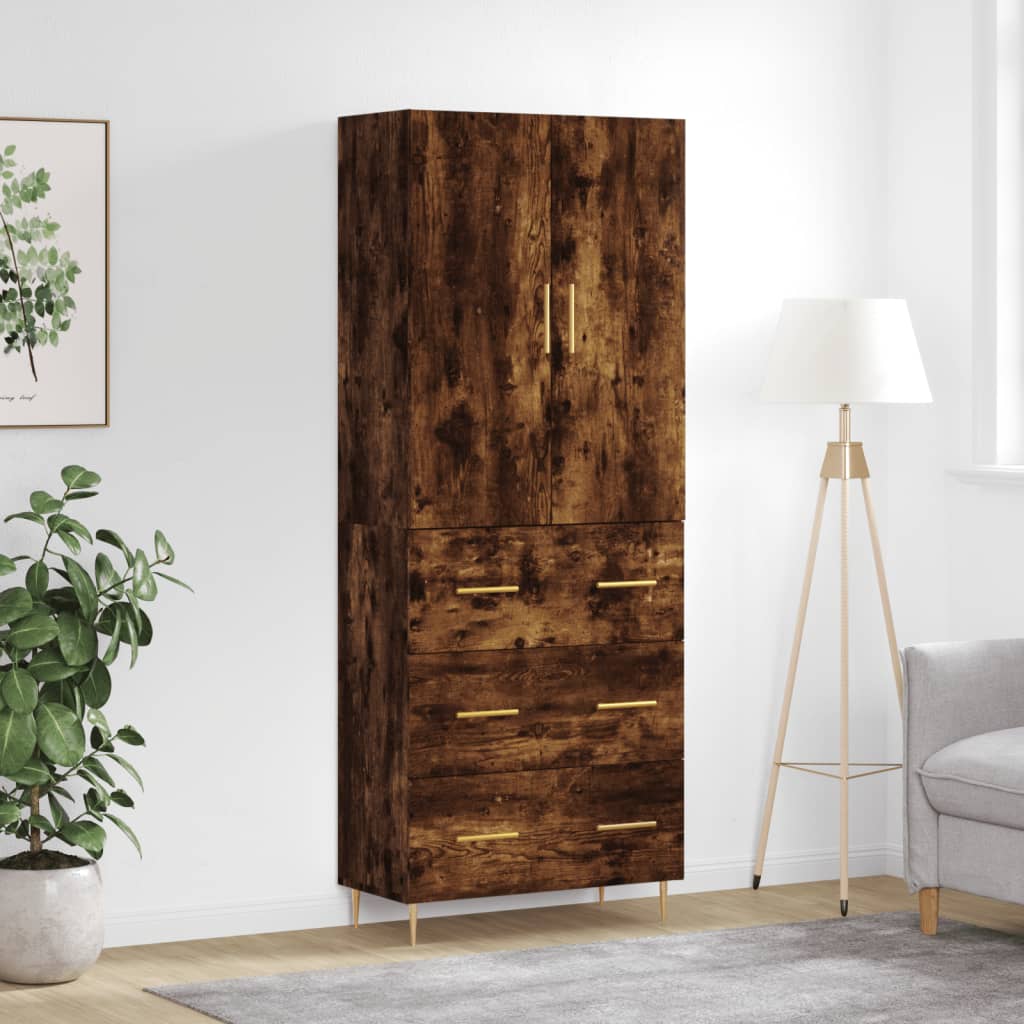 Buffet haut Chêne fumé 69,5x34x180 cm Bois d'ingénierie - XIOS