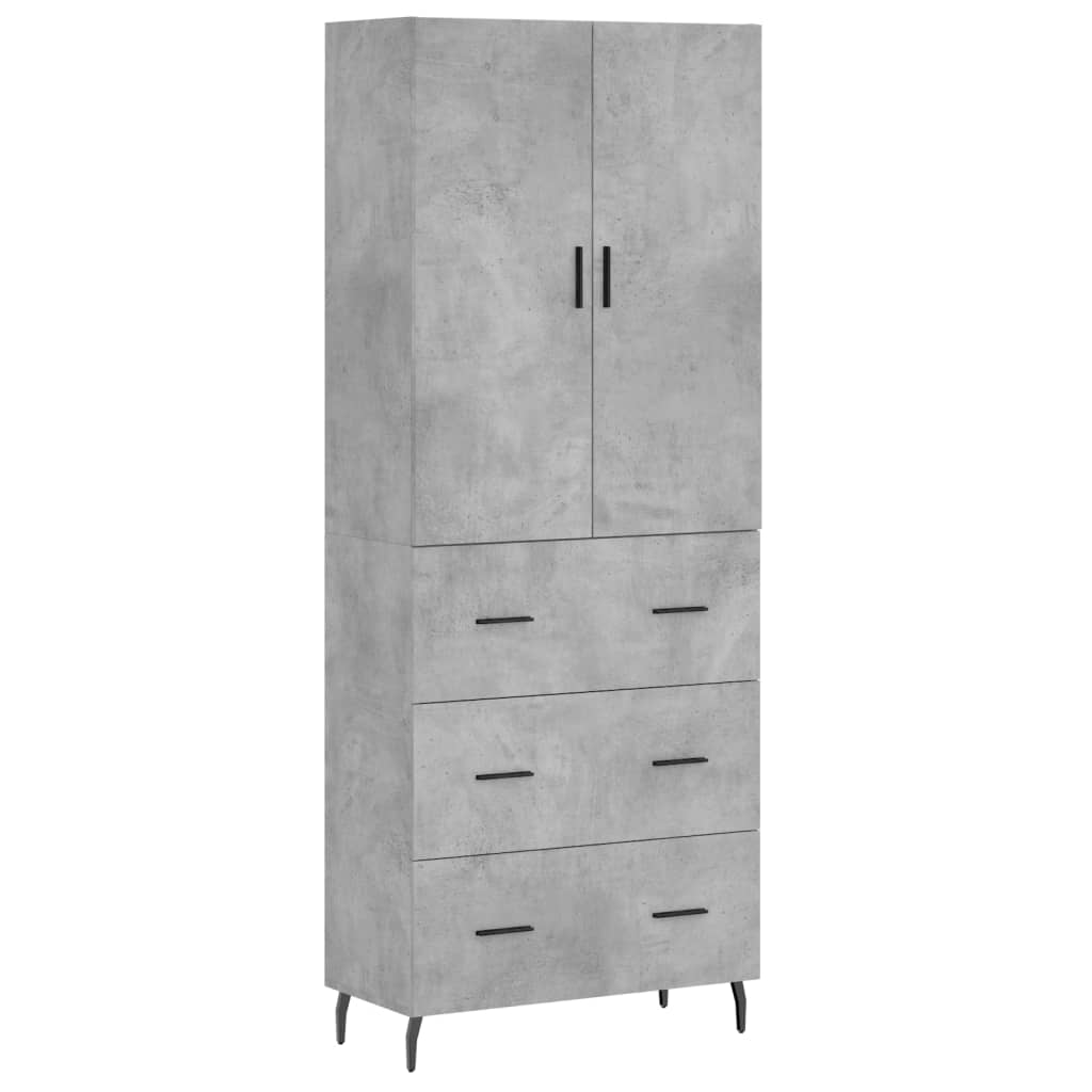 Buffet haut Gris béton 69,5x34x180 cm Bois d'ingénierie - XIOS