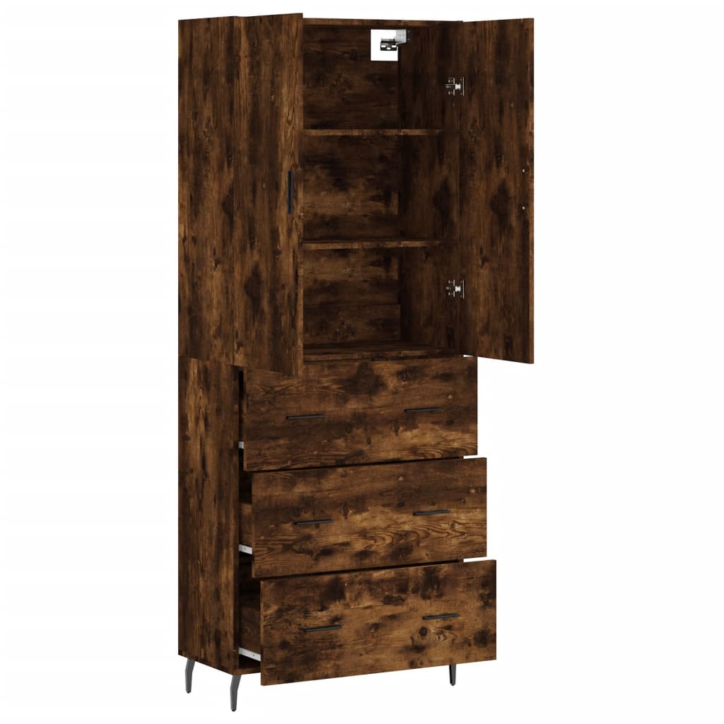 Buffet haut Chêne fumé 69,5x34x180 cm Bois d'ingénierie - XIOS