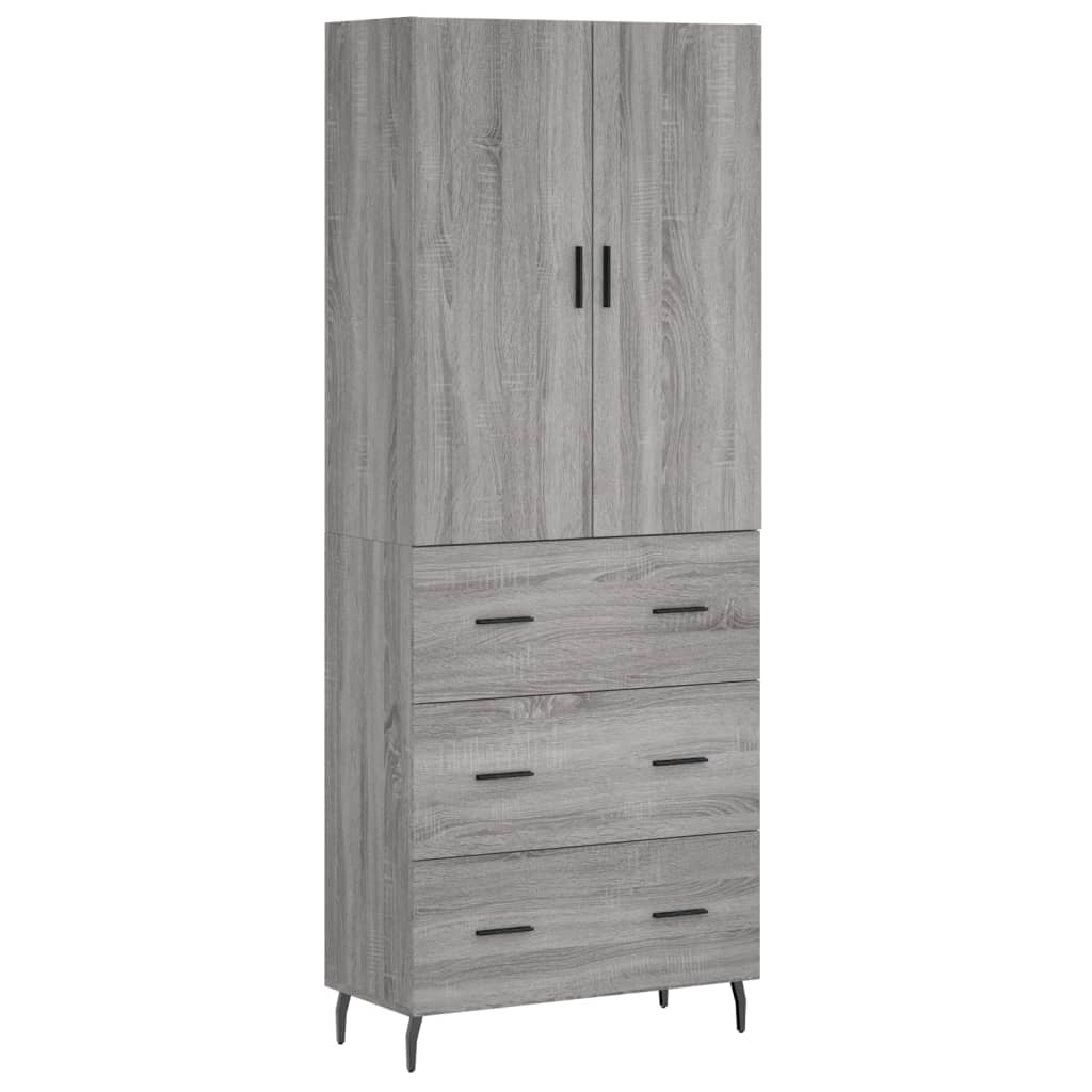 Buffet haut Sonoma gris 69,5x34x180 cm Bois d'ingénierie Buffets & bahuts vidaXL