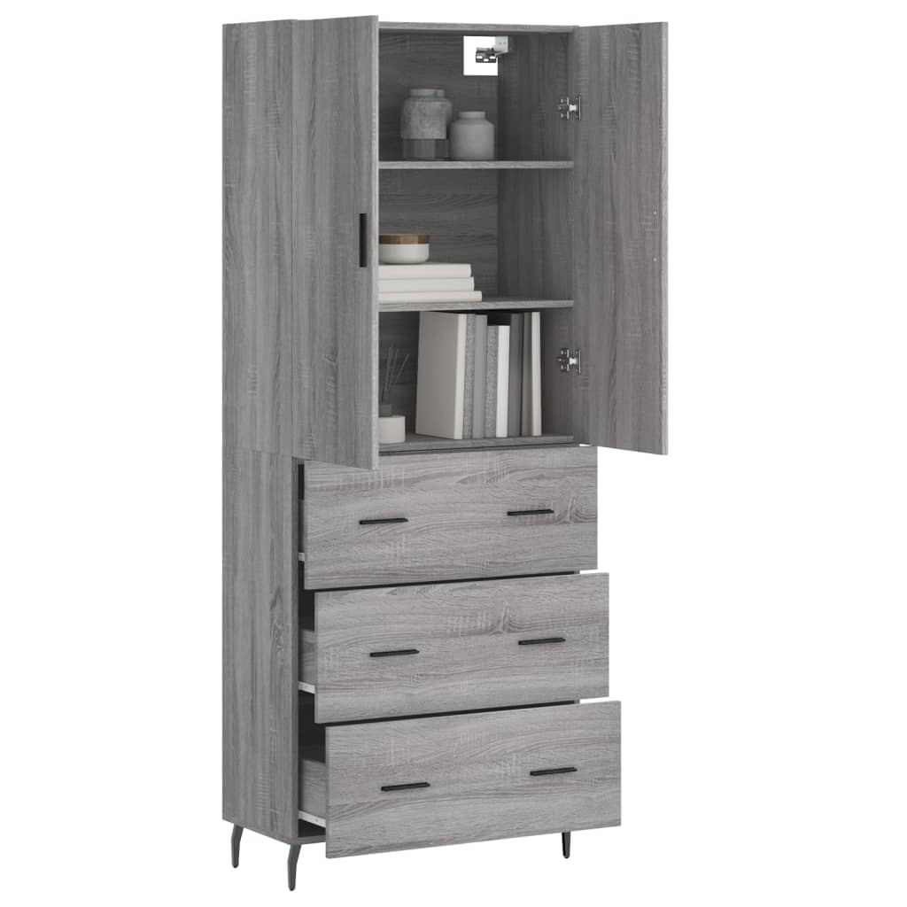Buffet haut Sonoma gris 69,5x34x180 cm Bois d'ingénierie Buffets & bahuts vidaXL