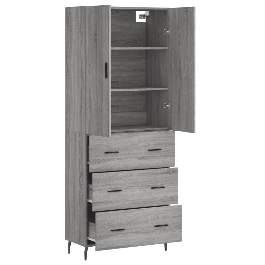 Buffet haut Sonoma gris 69,5x34x180 cm Bois d'ingénierie Buffets & bahuts vidaXL
